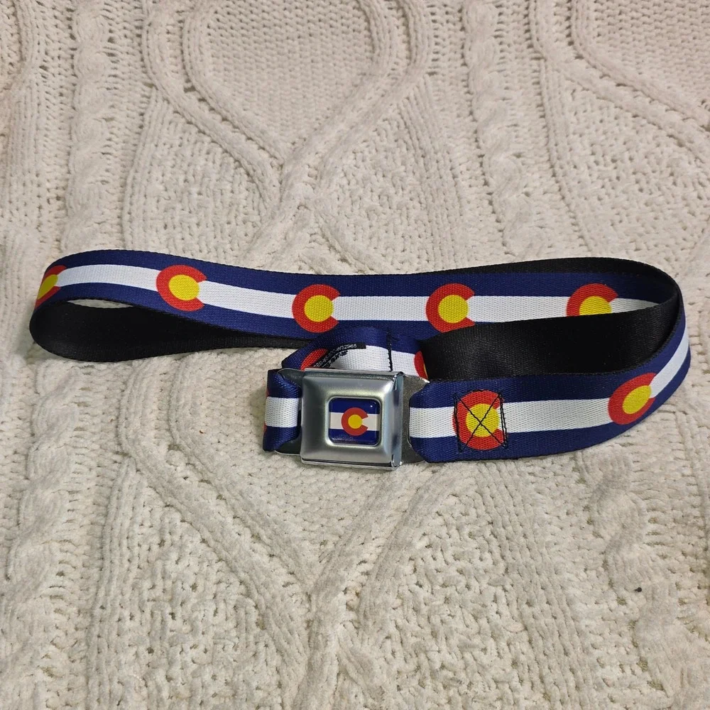 Buckle-Down‎ Seatbelt Belt Colorado State Flag Blue White Red Unisex to 44